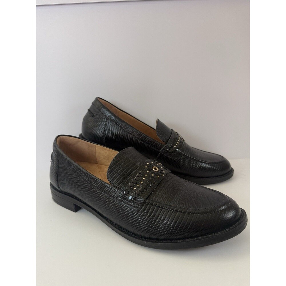 Womens 9.5 Brioso Frisco Lizard-Embossed Leather Comfort Loafers Edgy Goth Biz